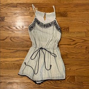 Tie Front Embroidered Romper